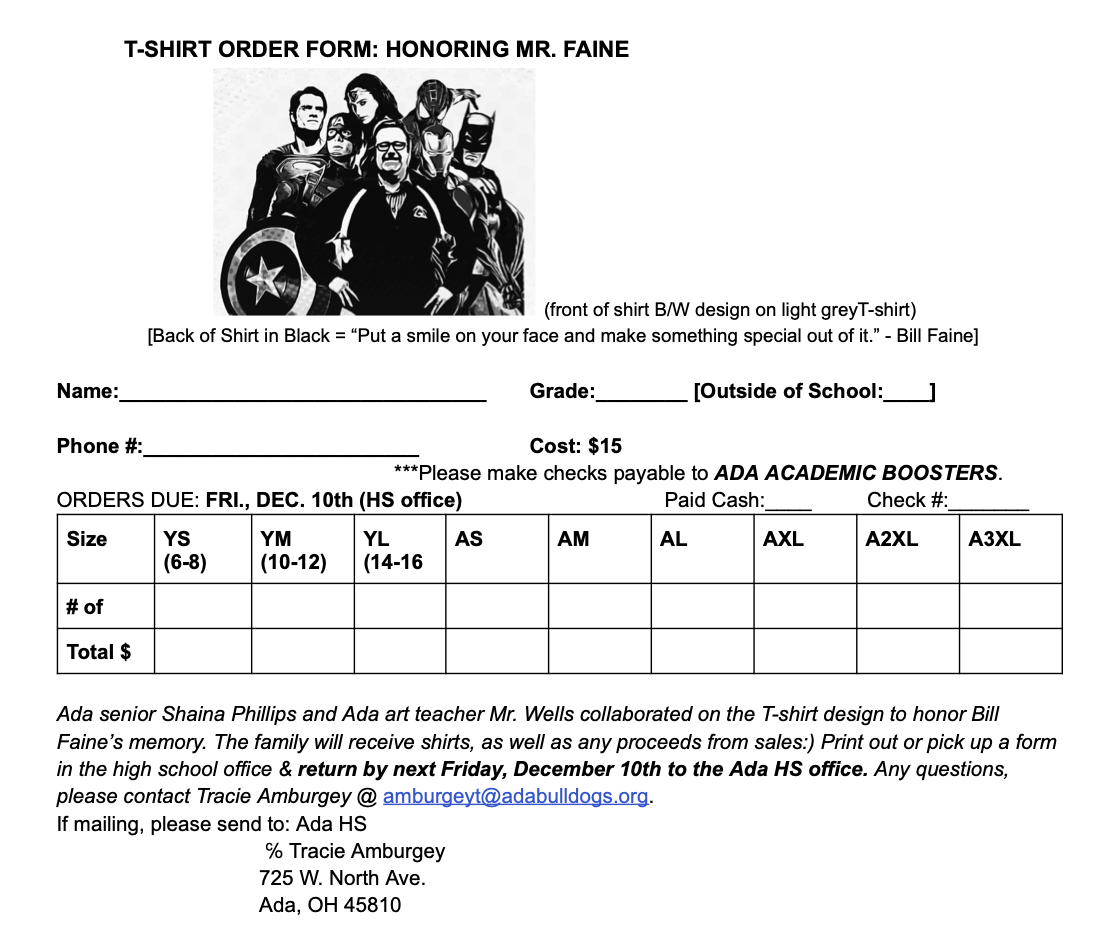 High School T-Shirt Order Form  Order form template, Shirt order