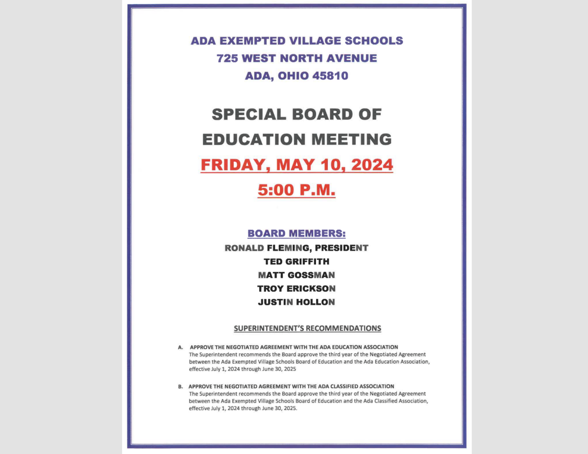 Special Board of Education meeting to approve negotiated agreements ...