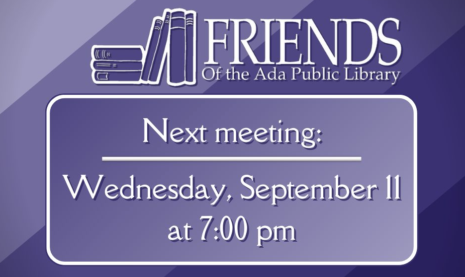 GRAPHIC Friends of the Library meet on September 11 | Ada Icon