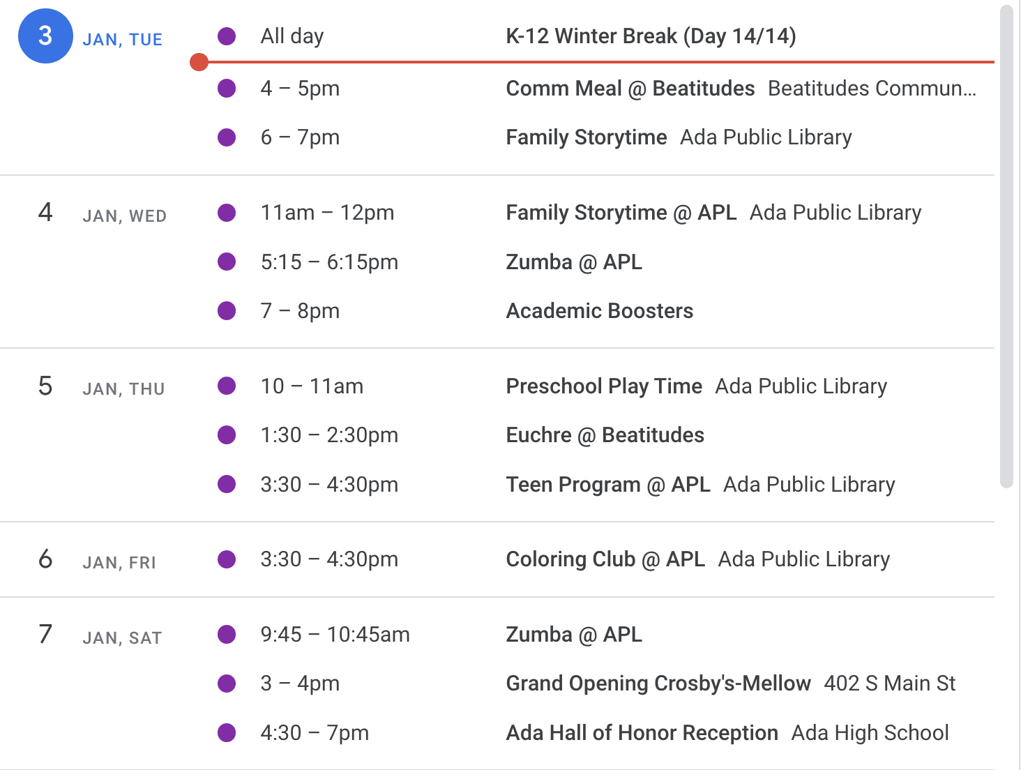 Have community events for the Ada calendar? Ada Icon