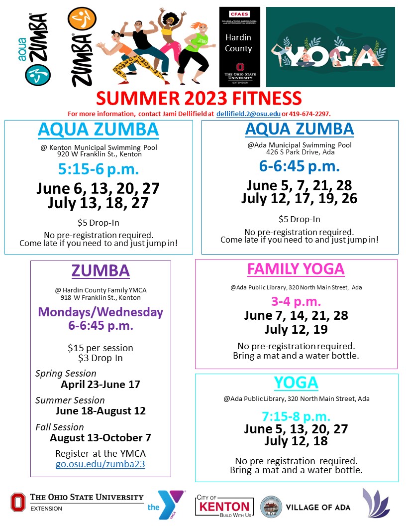 Summer fitness classes provided by Hardin Co. OSU Extension Ada Icon