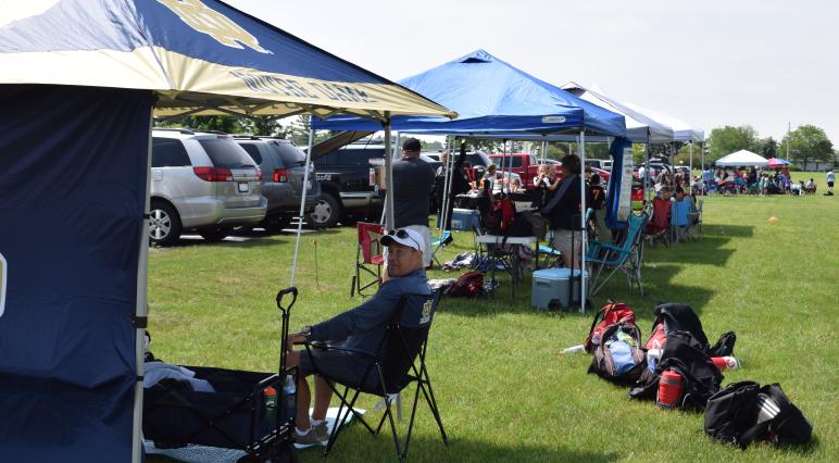 Many canopies were set up along Klingler Road on Saturday and Sunday for a large youth soccer tourney. The canopies provided a place for spectators to call home during the two-day competition. The set ups provided protection from sun and heat and offered a place for chairs and coolers.