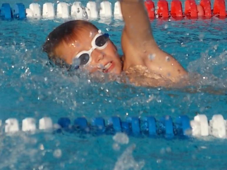 Ada's Gavin Oldfield came in third in the 9-10 age group 100 meter freestyle.