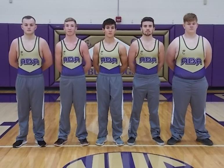 Ada returning wrestling lettermen, l-r: Tyler Onions, Dillion Foster, Carson Hissong, Reece Evans, Noah Arnett.