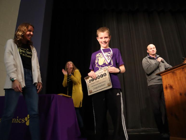 Ada Schools spelling bee champion Joseph Gargac