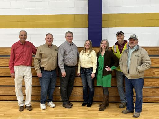 Tree Commission members L-R) Jim Neiswander, Jamie Hall, Kiwanis President Tom Kier, Michele Brunk, Jenny Donley, Mike Steele and Terry Keiser