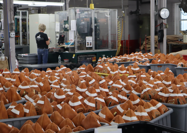 Among the 500-600 thousand footballs made each year