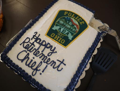Happy Retirement! cake with Ada PD badge