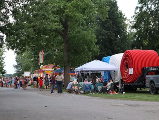 Pedestrian-only area with food trucks