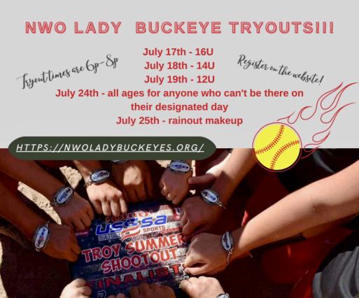 Tryout times for Lady Buckeyes softball