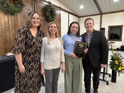 The Inn at ONU, 15-year anniversary recognition; L-R) Lindsay Hollar, Taylor Humes, Megan Violet, Dylan Wood