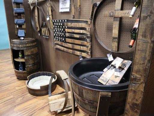 Whiskey barrel decor